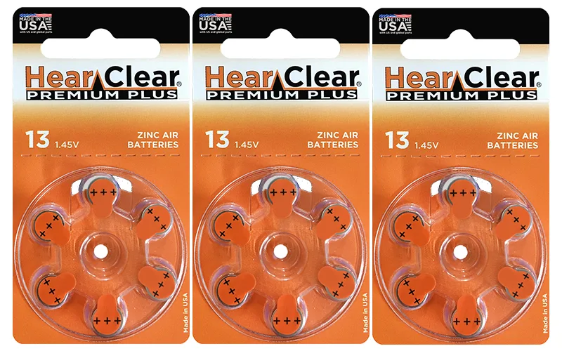 HearClear Battery HearClear Battery Size 13 Zinc Air 1.45V Orange Tab 18 Pack Ear Care — product photo