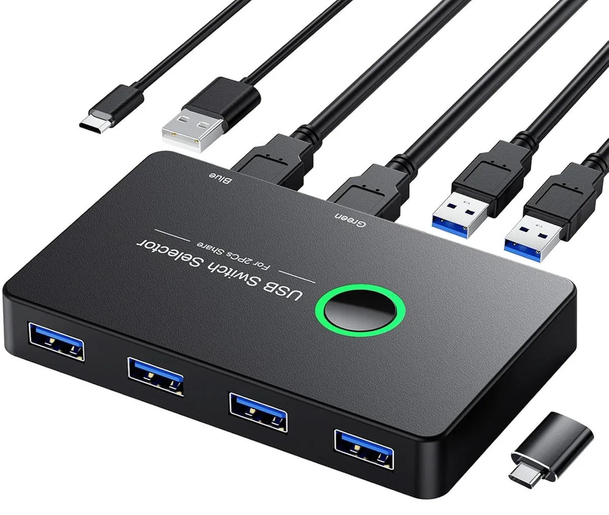 GCROWN GCROWN USB 3.0 KVM Switch 2 Computers 4 Ports Share PC Mouse Printer Selector Windows Mac Linux — product photo