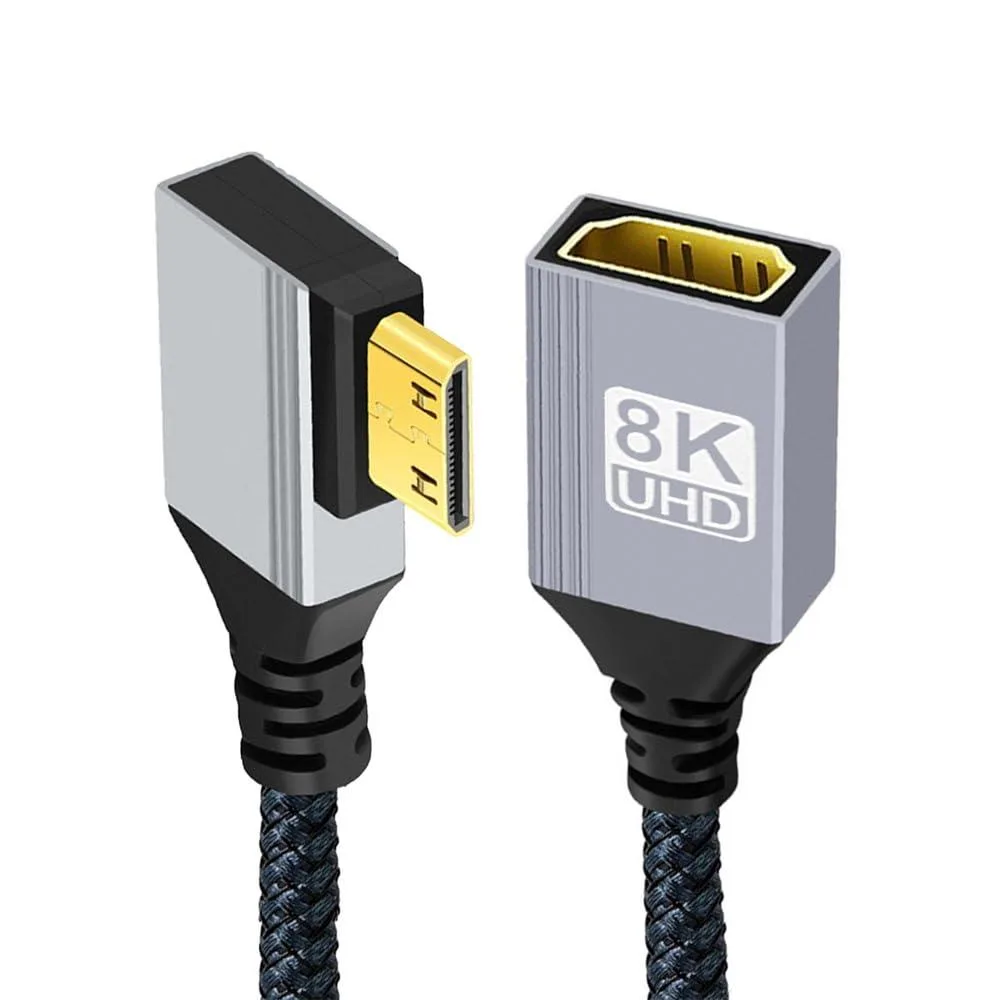 Fervit Fervit Mini HDMI 2.1 Male 90° Left Angled to HDMI Female Extension Cable — product photo