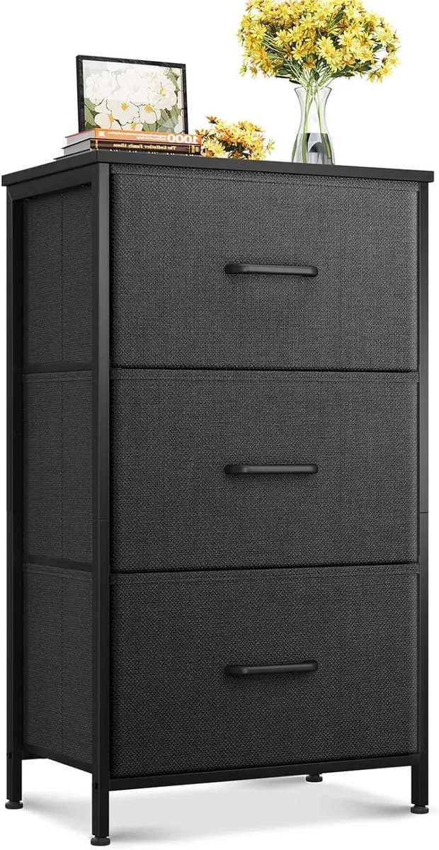 BFKK BFKK Small Dresser 3 Drawers Black 11.81"D x 15.74"W x 28.81"H — product photo