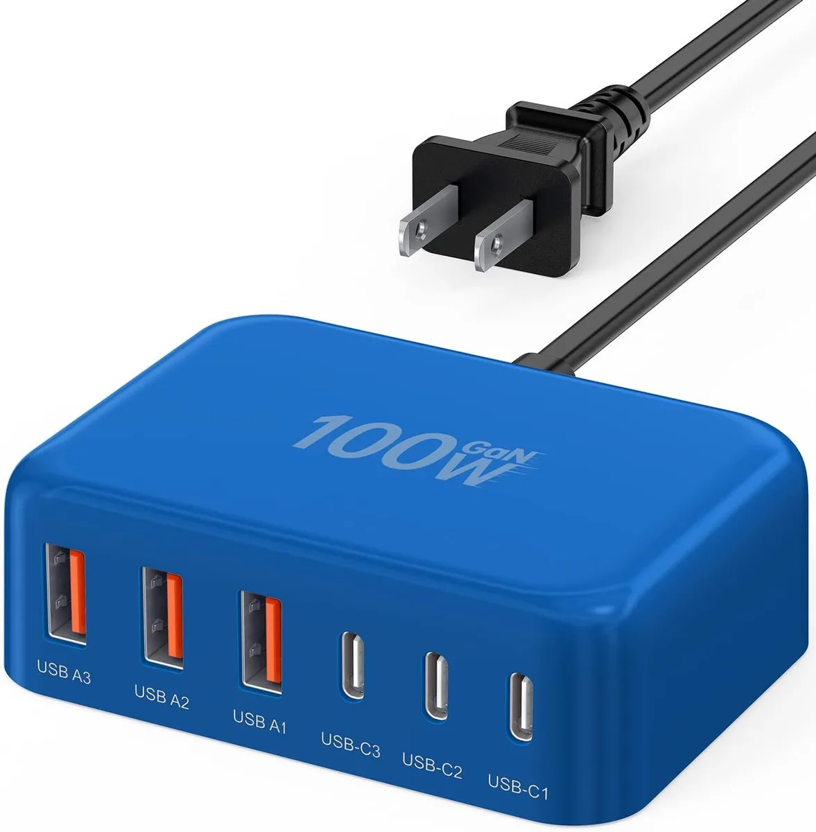 BFKK BFKK 100W GaN 6-Port USB-C Charger Blue — product photo