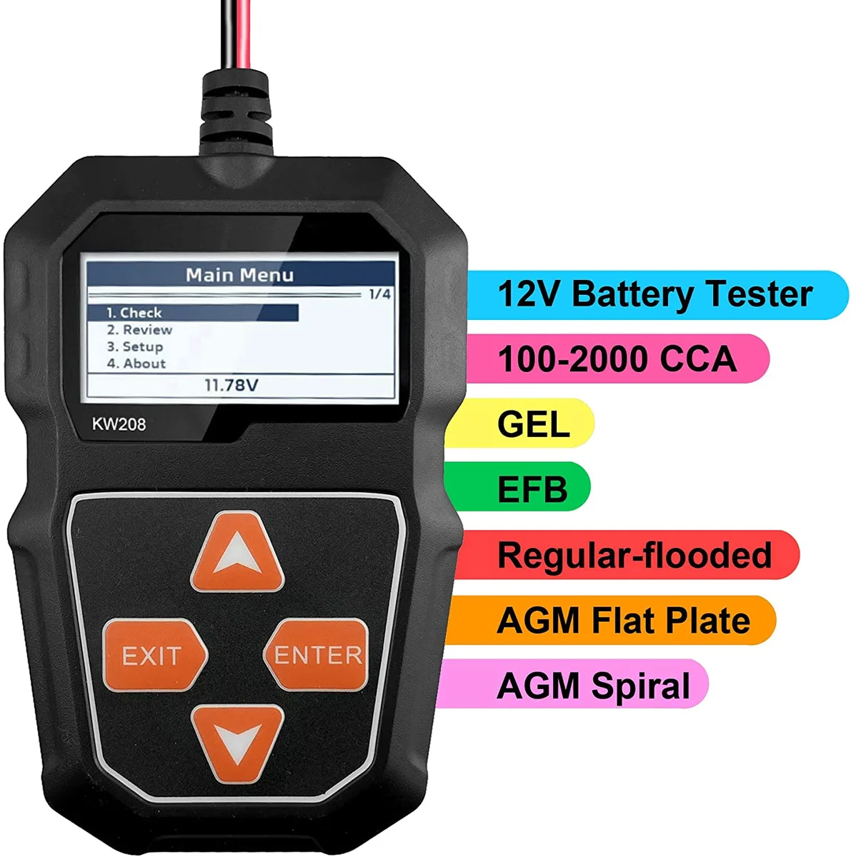 LUOM LUOM KW208 12V Battery Tester 100-2000 CCA — product photo