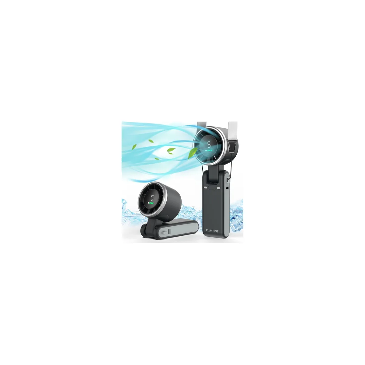 PlayHot N607 Handheld Turbo Fan 5 Gear 12H 190g Black — product photo