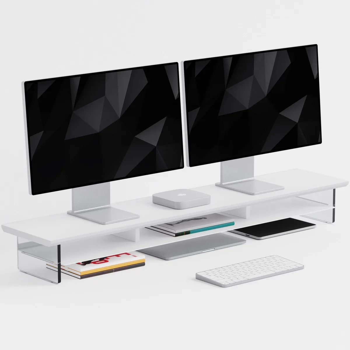 BoYata BoYata Dual-Tier Monitor Stand White 2 in 1 accessory — product photo