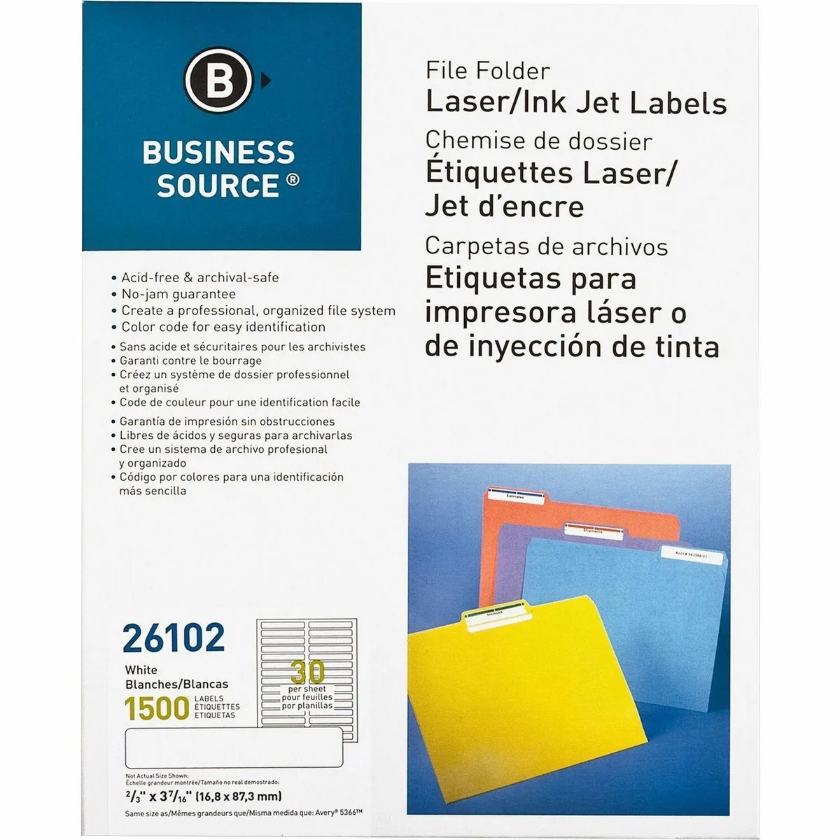 Business Source Business Source 26102 File Folder Labels White 1500 Pack — product photo