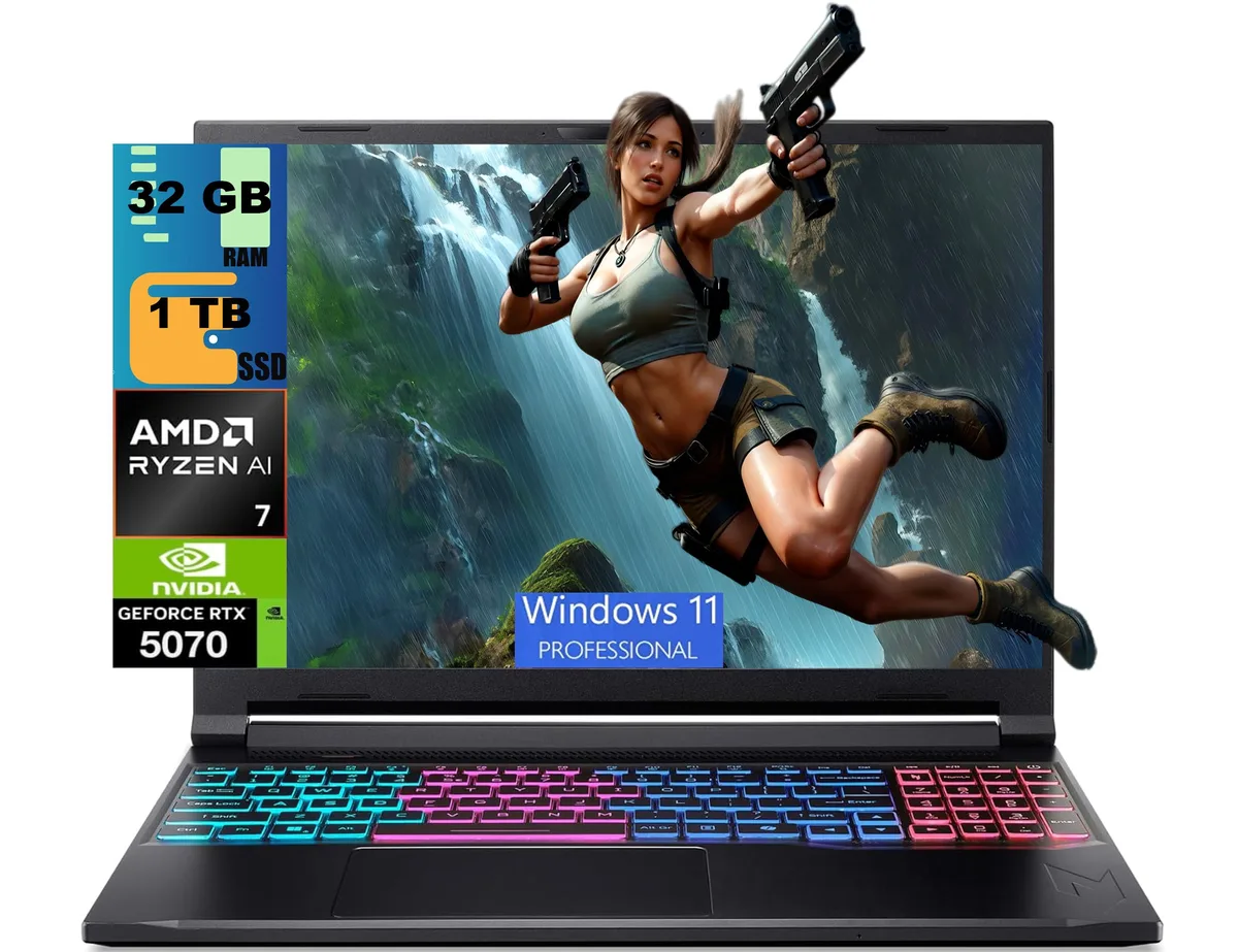 Acer America Acer Nitro V 16S gaming laptop AMD Ryzen AI 7 350 RTX 5070 32GB 1TB — product photo