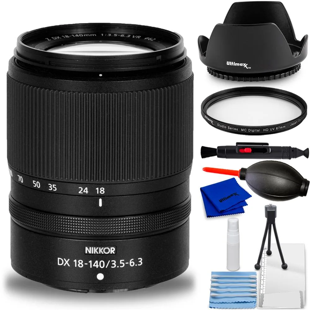 Nikon Global Nikon NIKKOR Z DX 18-140mm f/3.5-6.3 VR Lens 20104 7PC Accessory Bundle camera lens — product photo