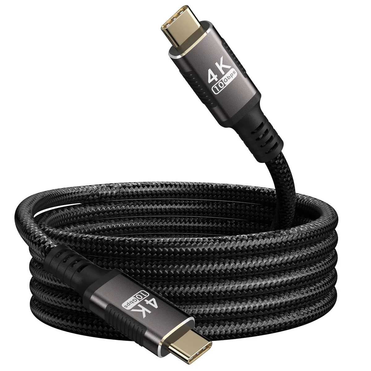 Nylon braided USB-C to USB-C cable with aluminium connectors