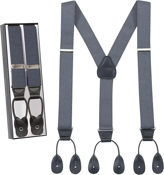 Hold'Em Hold'Em Tuxedo Suspenders Grey Tall 54" 1.25" Button End — product photo