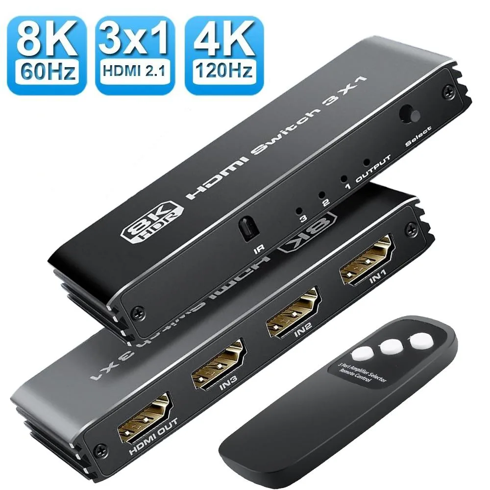 Jansicotek Jansicotek OZQ1-1A 3-port HDMI 2.1 video switch 8K 60Hz 48Gbps — product photo