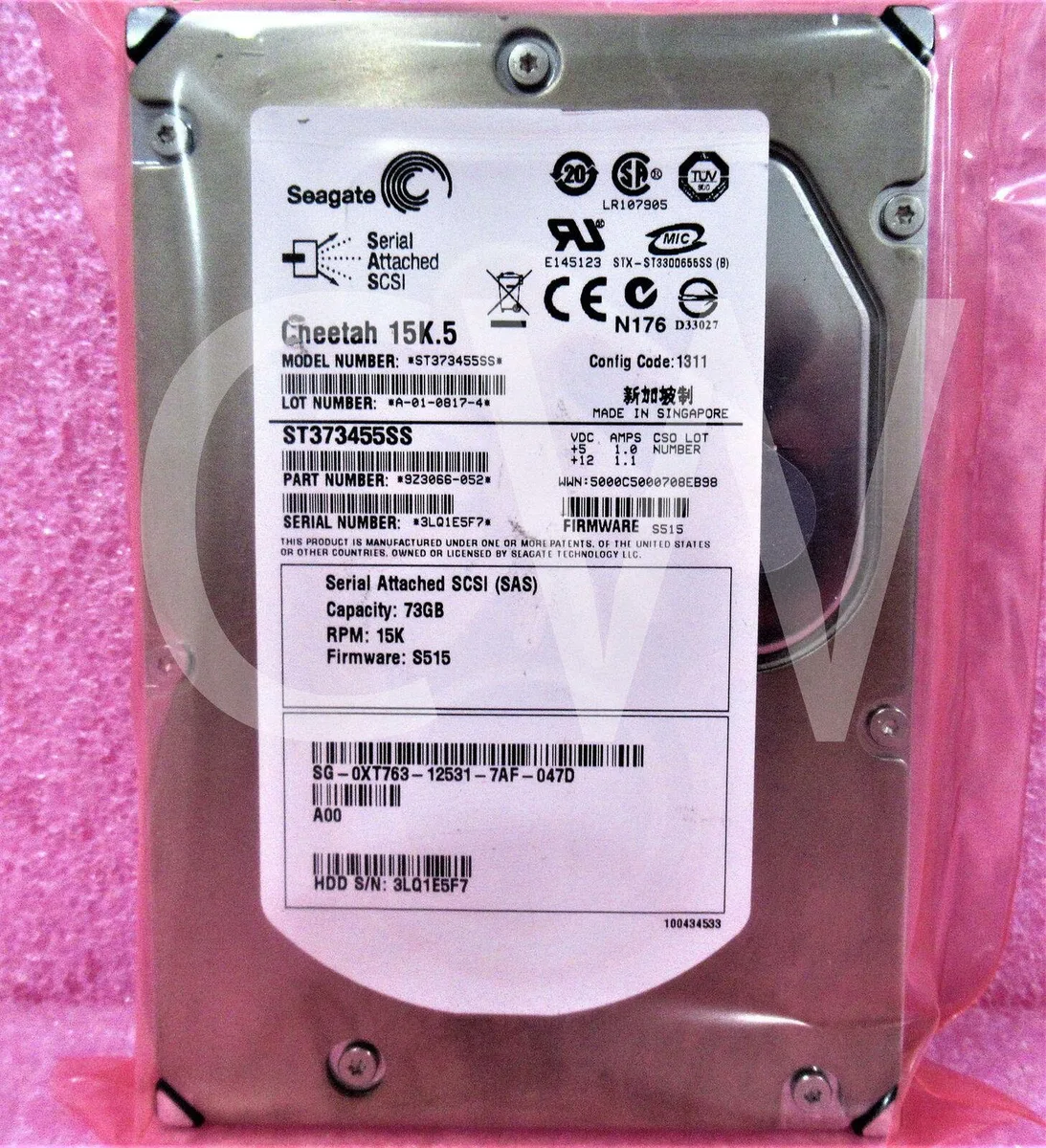 DELL DELL ST373455SS 73GB 15000RPM SAS 3.5in internal hard drive — product photo