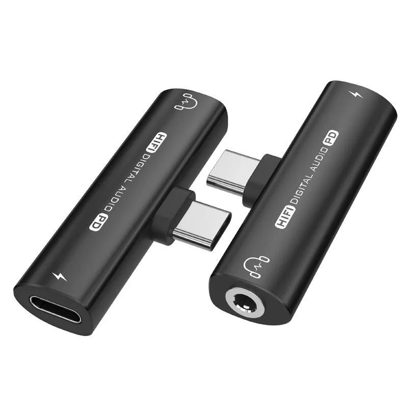 Corn Electronics Corn Electronics USB-C to 3.5mm Audio + PD 27W Adapter 32-bit 384kHz 4.9in Black 2-pack — product photo