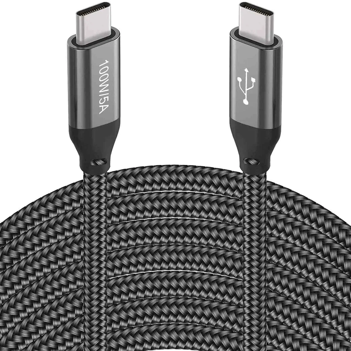 GSM Outdoors GSM Outdoors 20ft USB-C Cable 100W USB 2.0 480Mbps Grey 2 in 1 accessory — product photo