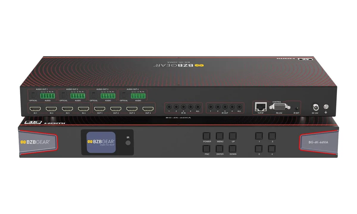 BZBGEAR BZBGEAR 4x4 4K HDMI 2.0 Matrix Switcher Audio De-embedding — product photo