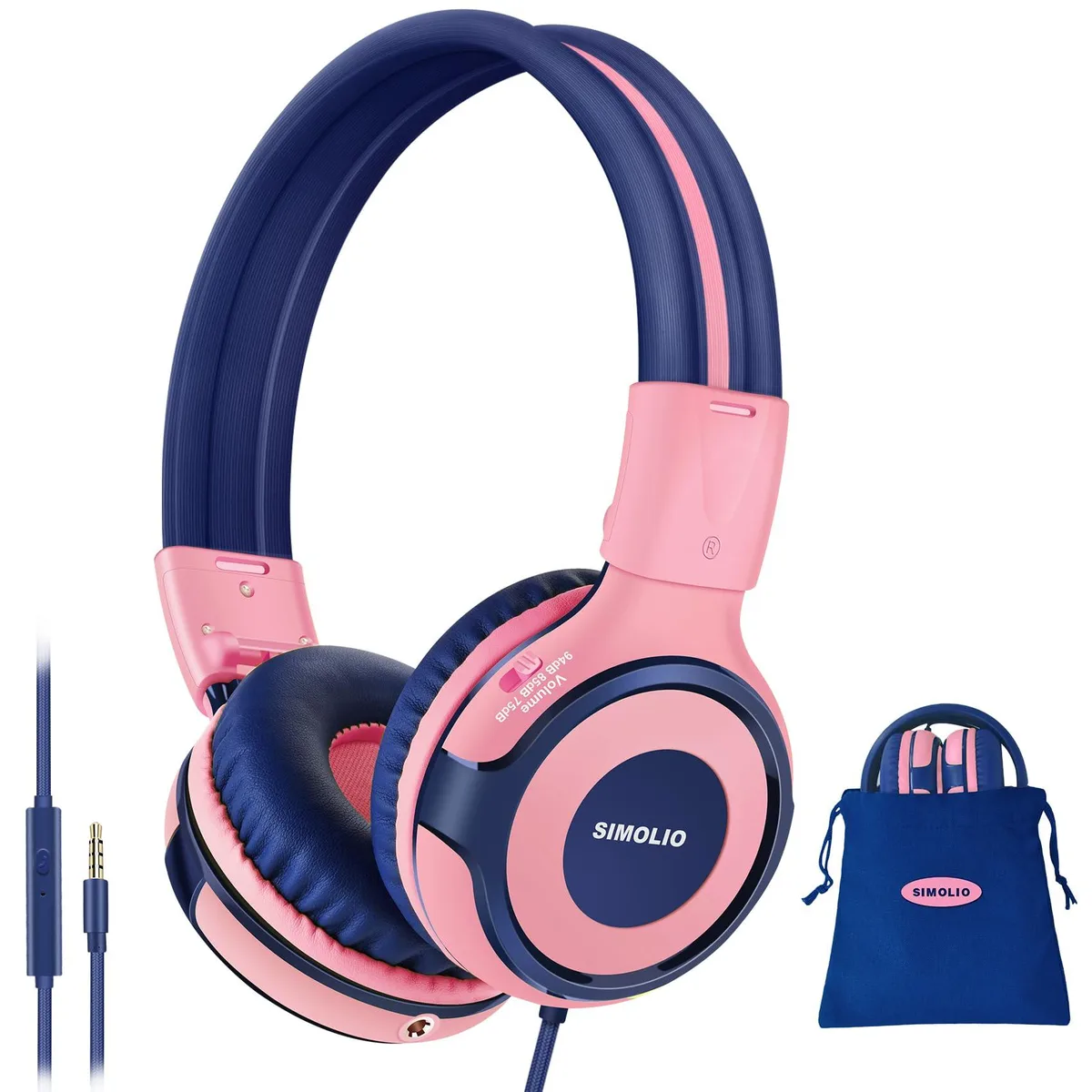  SIMOLIO SM-902P Wired Kids Headphones Blush 75/85/94 dB Share Port — product photo
