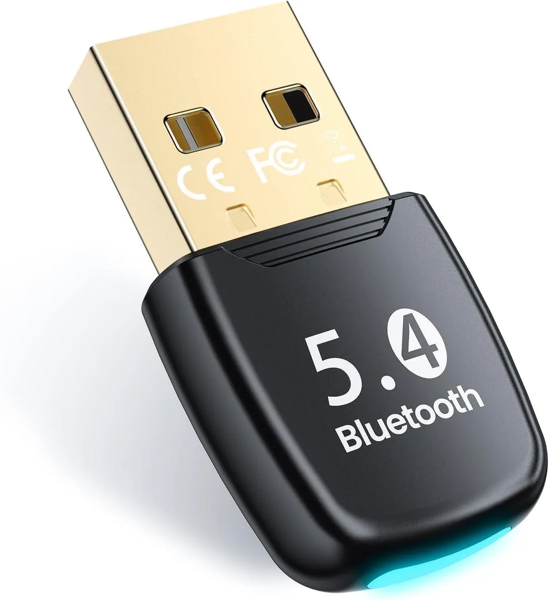 Small black USB stick with glowing silicone tip