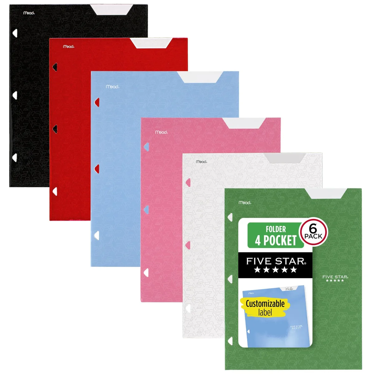 Pendaflex Five Star 4-Pocket Wallet Folder 6 Pack Letter Size Assorted Colors 38058 — product photo
