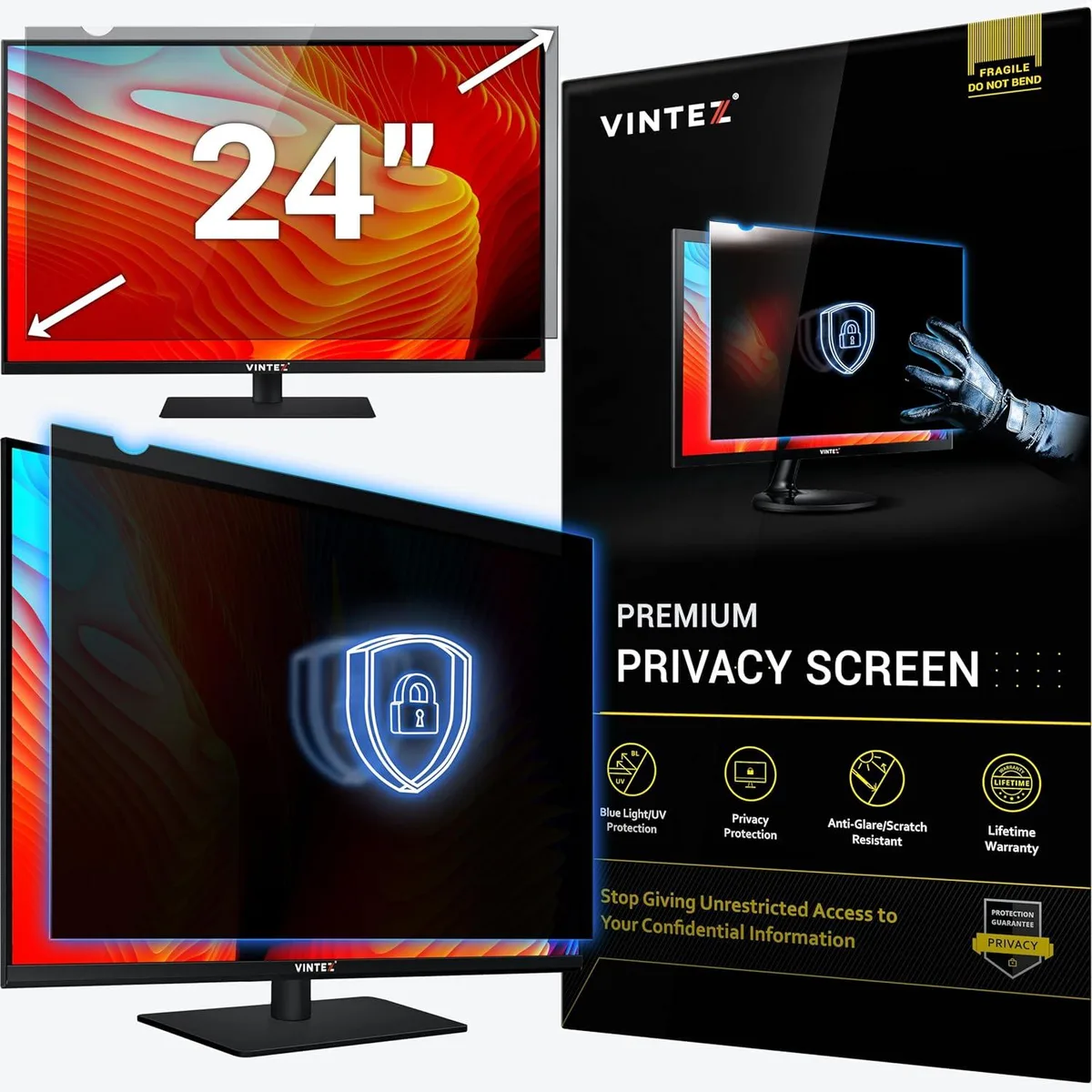 BFKK BFKK 24 Inch Privacy Screen Filter 16:10 Anti-Glare Anti-Scratch — product photo