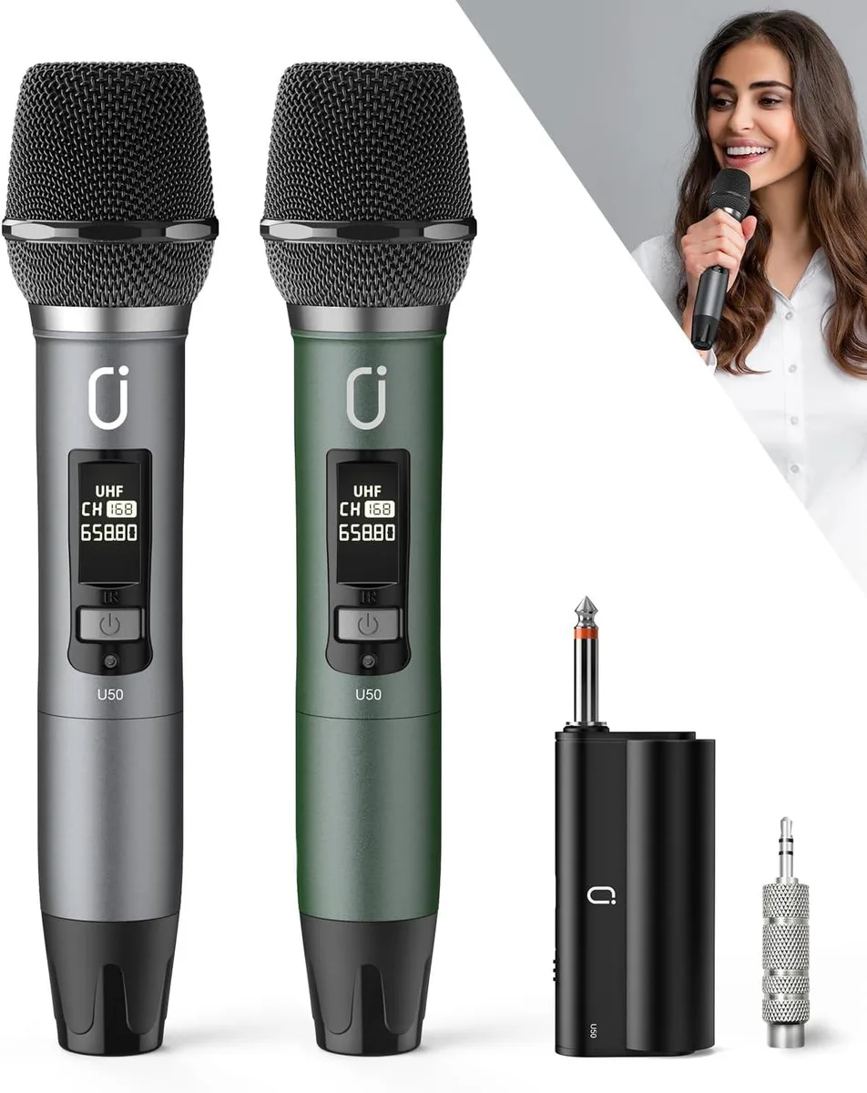 WUQ WUQ Professional UHF Dual Wireless Microphone System — product photo