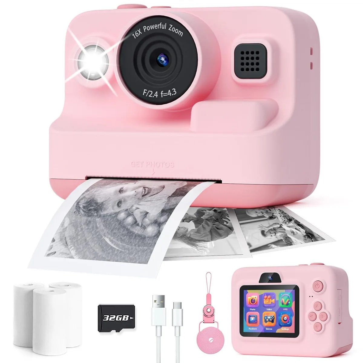 Dylanto BLL2 Kids Instant Print Camera 1080P Pink — product photo
