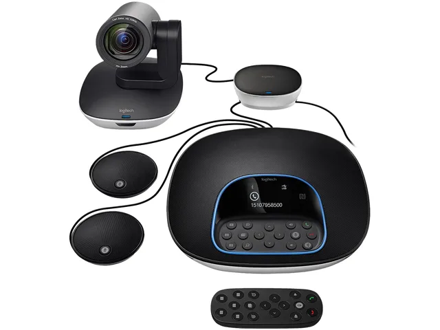 Logitech Group HD video conferencing kit with camera, speakerphone, hub, remote and expansion mics
