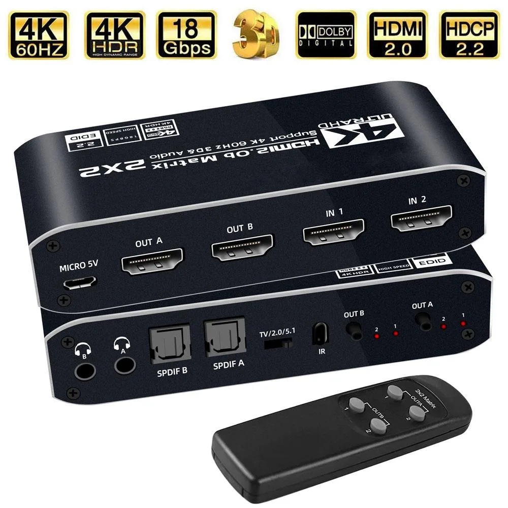 Jansicotek Jansicotek OZJ6 HDMI Matrix 2x2 4K@60Hz 18.5Gbps audio — product photo