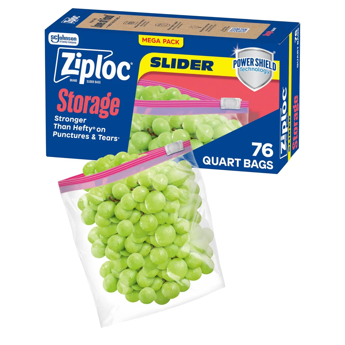 Pack of 76 beige resealable plastic food storage bags with stand-up bottom and slider closure