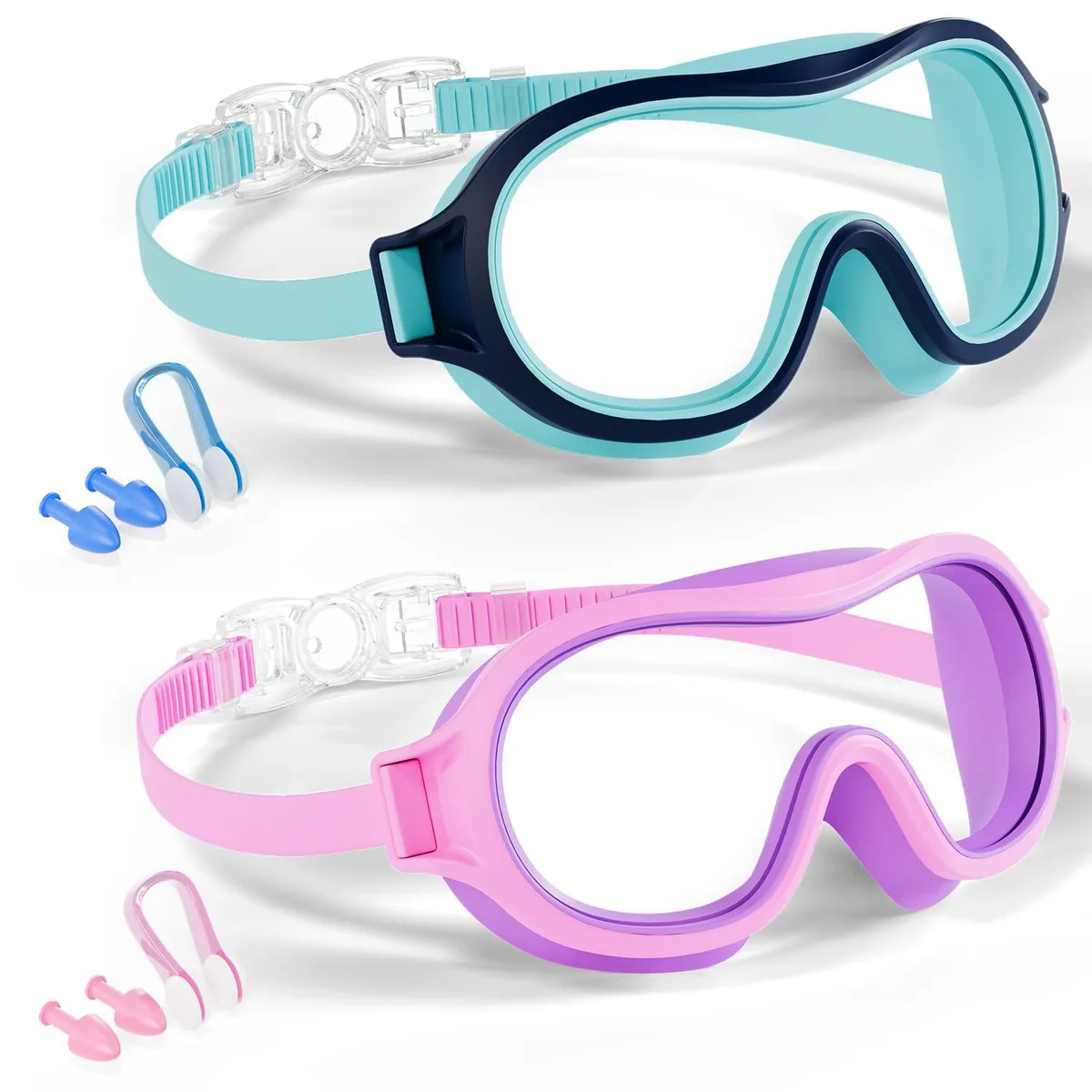  Aegend Kids Swim Goggles 2 Pack Blue 3-15 — product photo