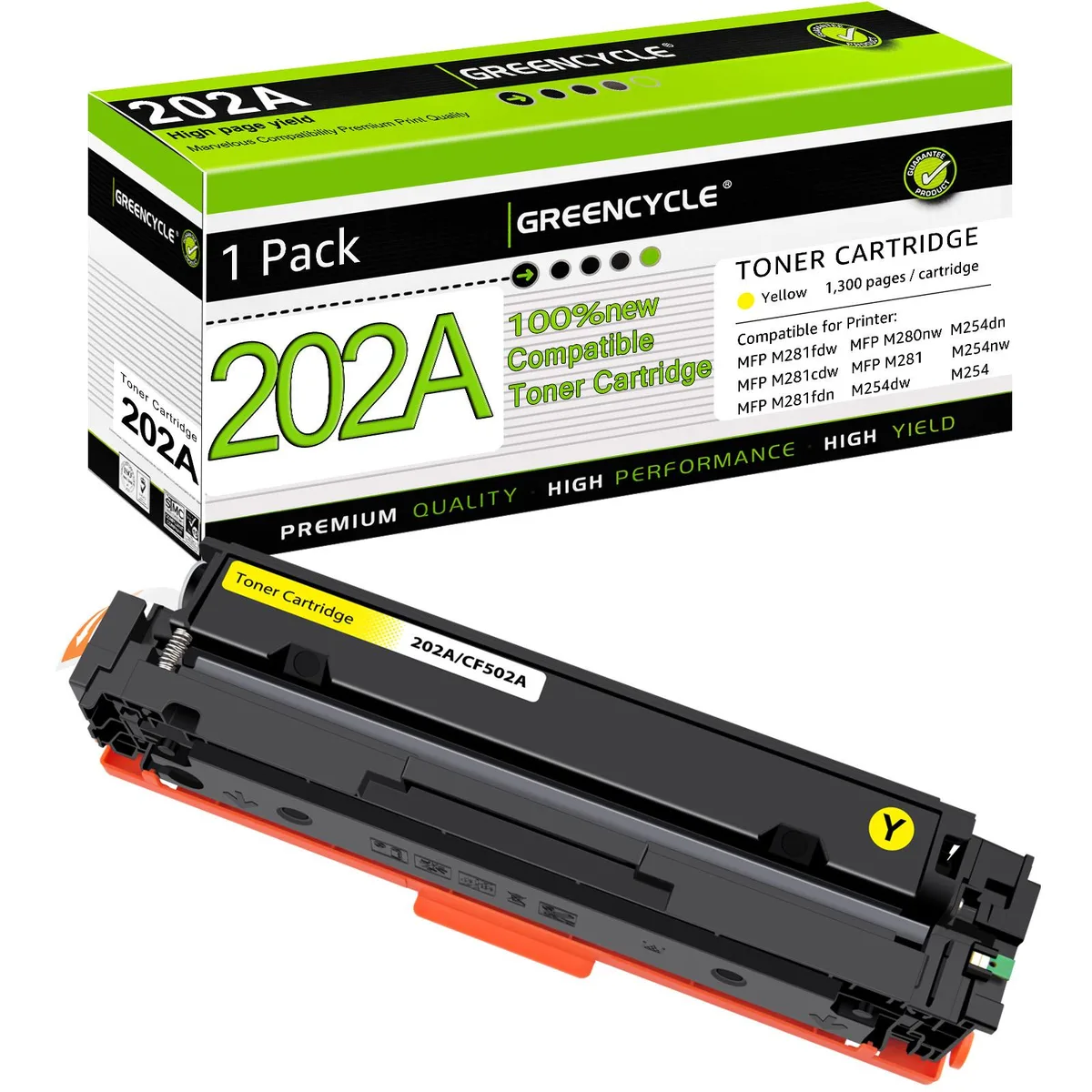GREENCYCLE GREENCYCLE 202A Yellow Toner Cartridge CF502A 1300 Pages — product photo