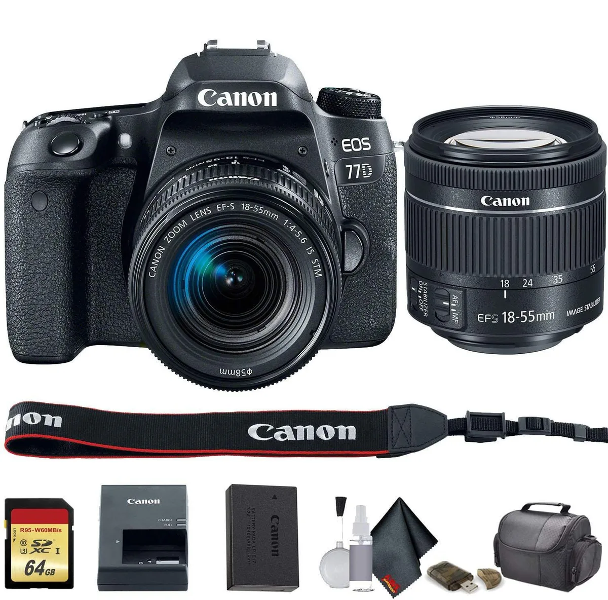 Canon International Canon International EOS 77D DSLR Camera with 18-55mm Lens Starter Bundle — product photo