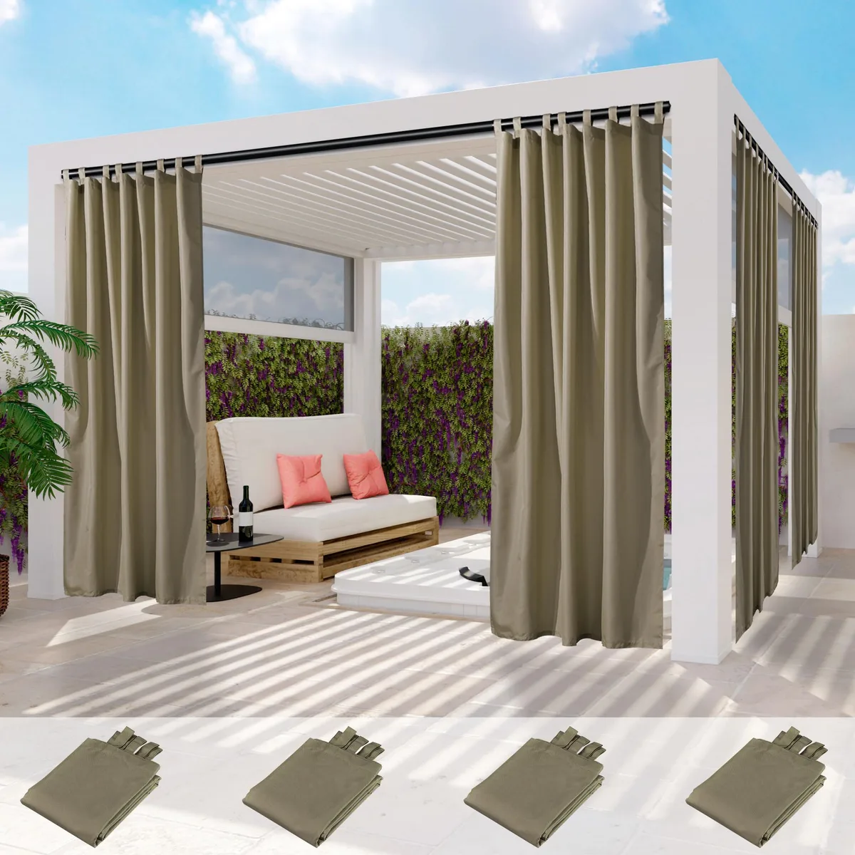 Yescom USA, Inc. Yescom USA, Inc. 54"x108" Outdoor Privacy Curtain Panel 8 Piece — product photo