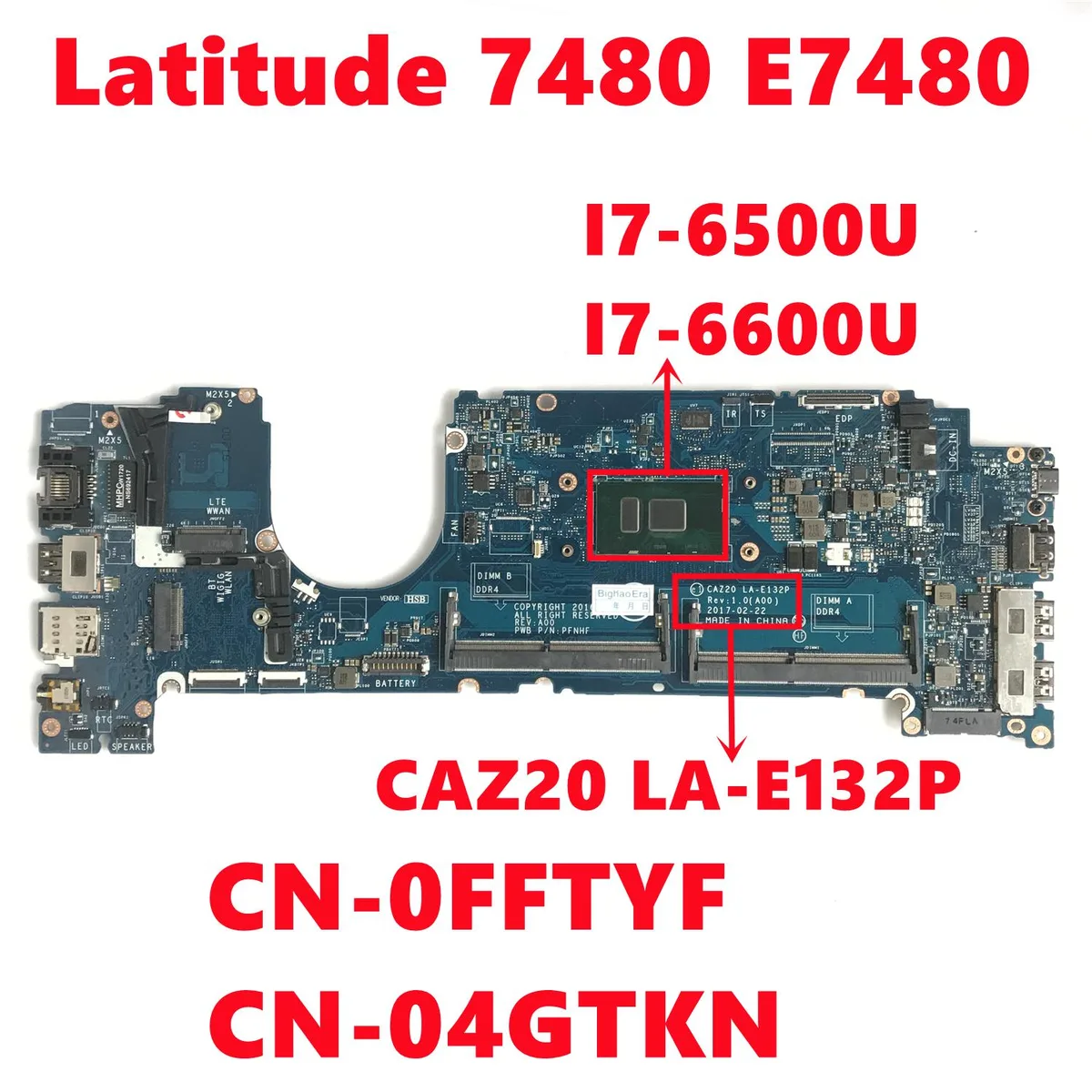 Graviton Graviton Dell Latitude 7480 Motherboard FFTYF i7-6500U/6600U — product photo