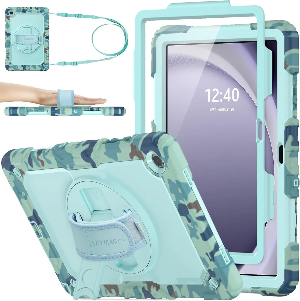 Leelbox Leelbox SM-X210 11 inch Case with Screen Protector and 360° Rotating Hand Strap SkyBlue Camo — product photo