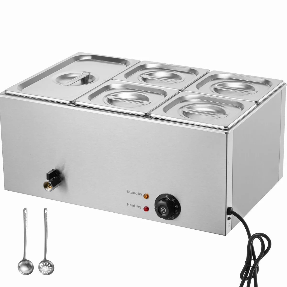 VEVOR VEVOR 24QT 5-Pan Steam Table 1200W Stainless Steel 86-185°F — product photo