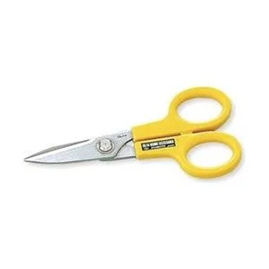 Yellow-handled 7-inch industrial shears with serrated stainless steel blades