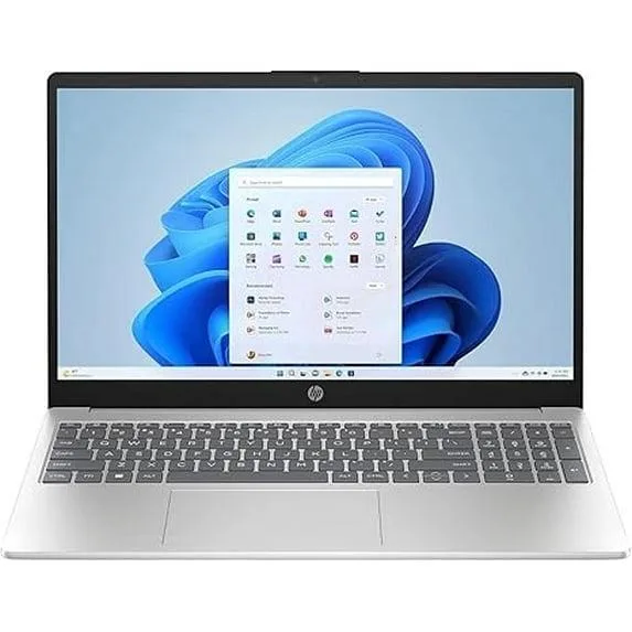 HP HP 15-fd0001dx 15.6" laptop Intel N100 4GB 128GB UFS Windows 11 Home Silver — product photo