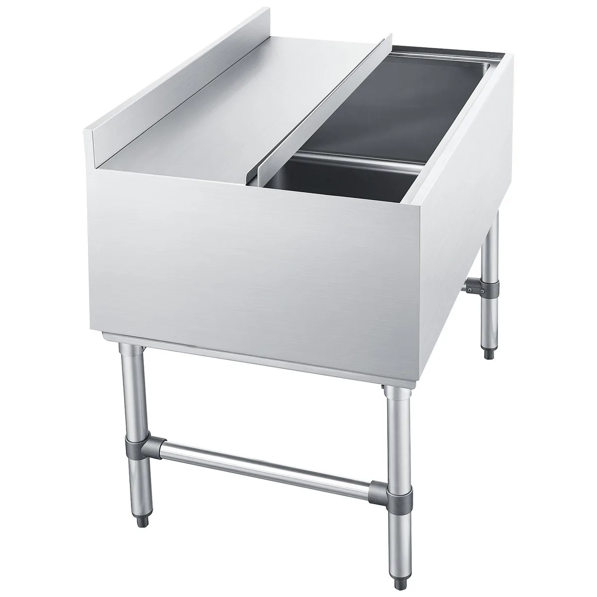 VEVOR VEVOR CIBT2436N Commercial Ice Bin 134.7 Qt 36 x 24 x 33 Inch Stainless Steel Sliding Lid — product photo