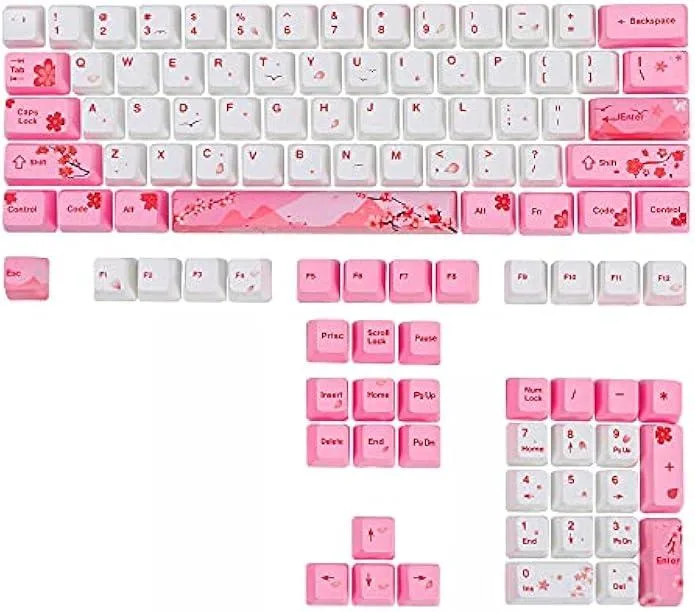 TAURKENAM TAURKENAM Sakura Keycap Set 104 Keys OEM Profile PBT 60% 61 87 104 Cherry MX Gateron Kailh Compatible — product photo
