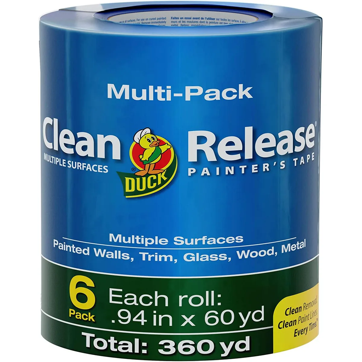 SHURTAPE TECHNOLOGIES, INC. SHURTAPE TECHNOLOGIES, INC. Duck Clean Release Blue Painters Tape .94 in x 60 yds 6-pack 14-day UV resistance — product photo