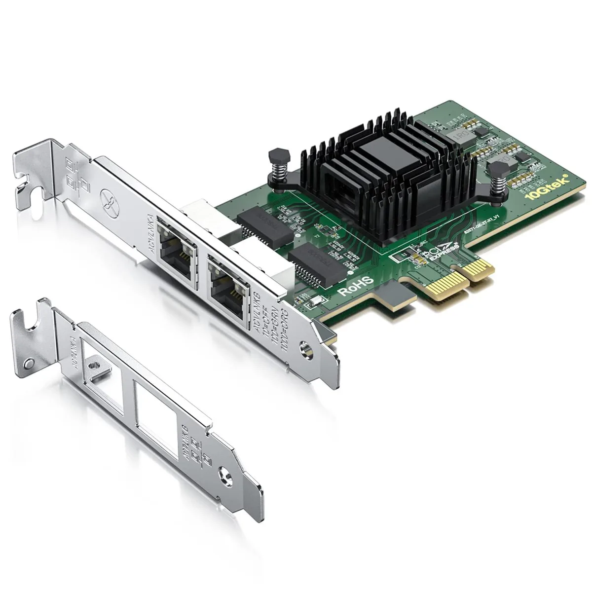 Vszerda Vszerda Gigabit Dual NIC Intel 82571 2 RJ45 PCIe X1 Low Profile network card — product photo