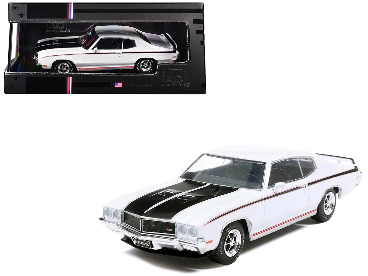 Ixo Models Ixo Models 1970 Buick GSX Apollo White Black Red Stripes 1/43 Diecast — product photo