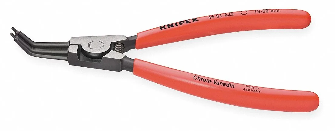 Black Knipex retaining ring pliers with angled tips and plastic-dipped handles