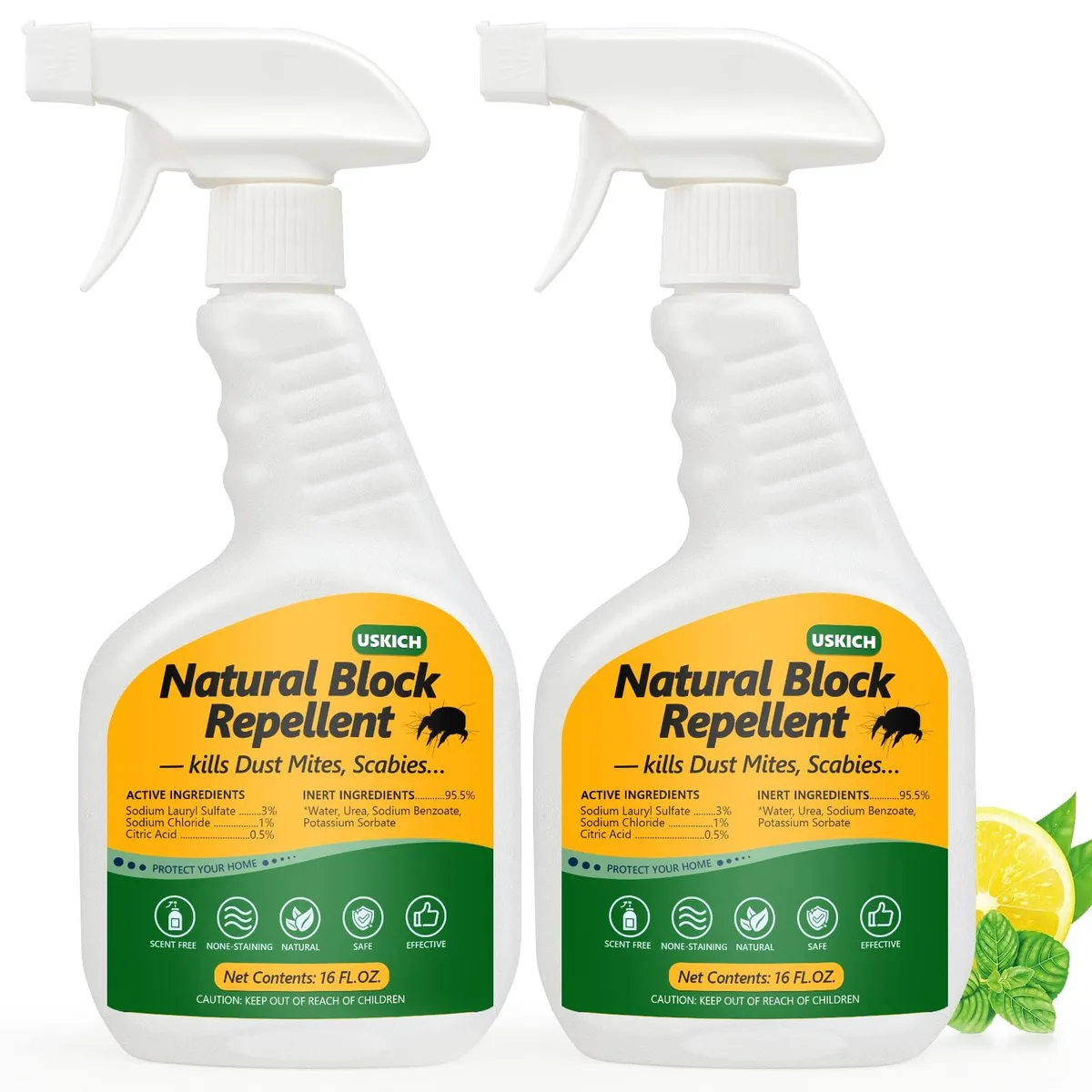 Two 32 oz spray bottles for dust mite control