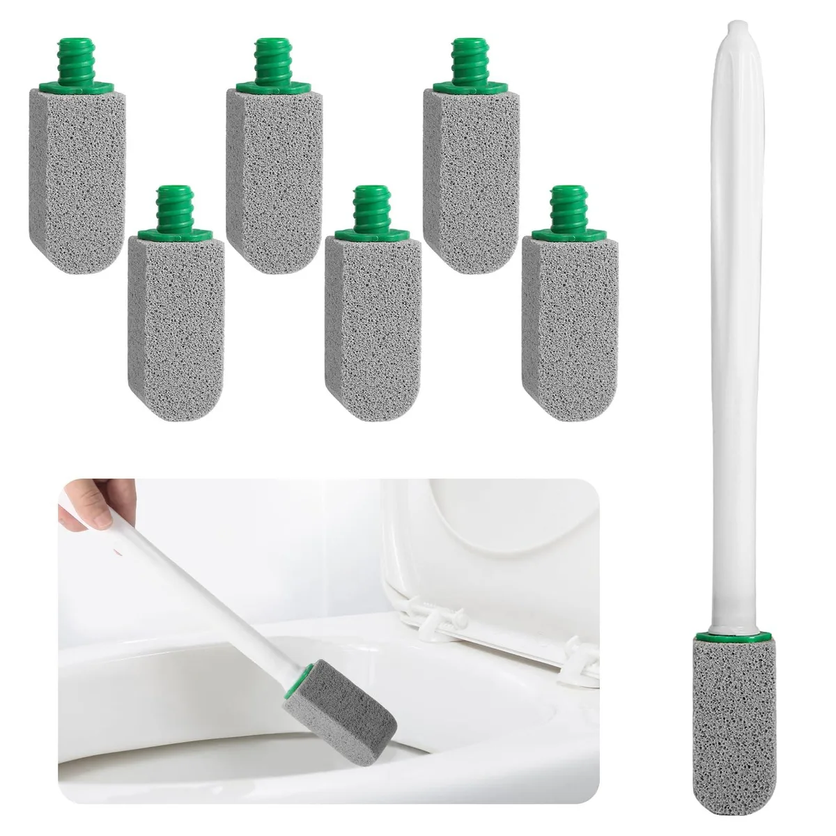 Pumice Stone Toilet Bowl Cleaner Kit 1 Wand 6 Stones — product photo