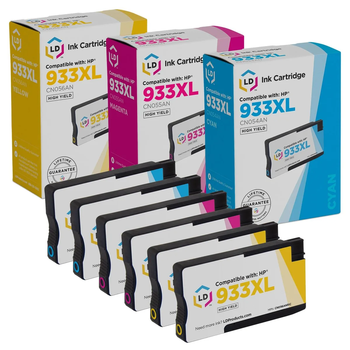 LD Products LD Products HP 933XL Remanufactured Ink Cartridge 6-Pack (2 Cyan 2 Magenta 2 Yellow) — product photo
