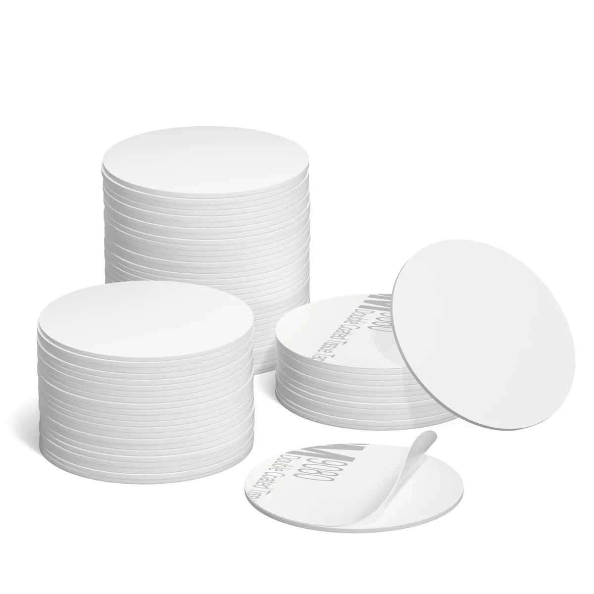 Fifty white round NFC stickers 25 mm diameter with adhesive backing