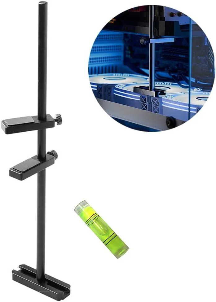 Aluminium GPU support bracket, adjustable to 27 cm, detachable 15 cm and 12 cm arms, sandblasted finish with rubber pads