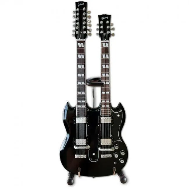 Axe Heaven Axe Heaven Slash Gibson 1966 EDS-1275 Doubleneck Aged Black Mini Electric Guitar home accent — product photo