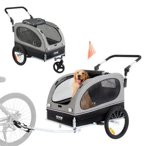 VEVOR VEVOR TS810 Dog Bike Trailer 88 lbs 2-in-1 Stroller Black/Gray — product photo