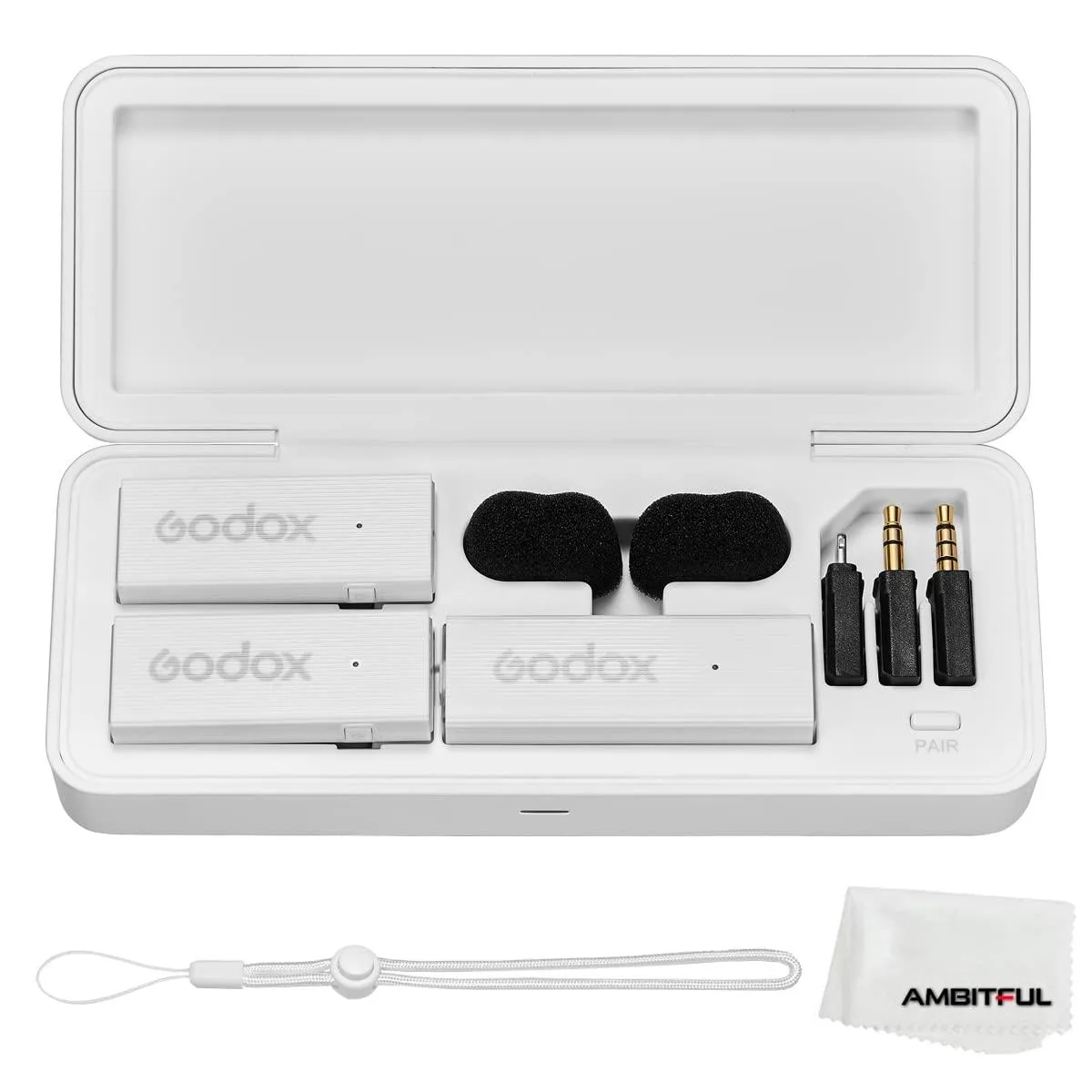  Godox MoveLink Mini LC KIT 2 White 2.4GHz Wireless Lapel Microphone — product photo
